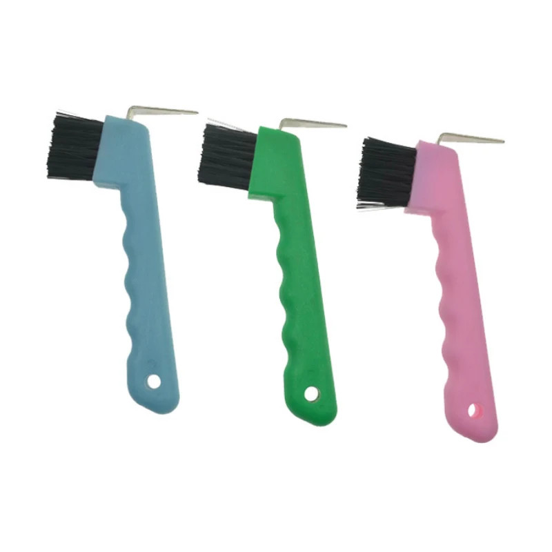 Horse Hoof Pick with Plastic Handle and Brush 1