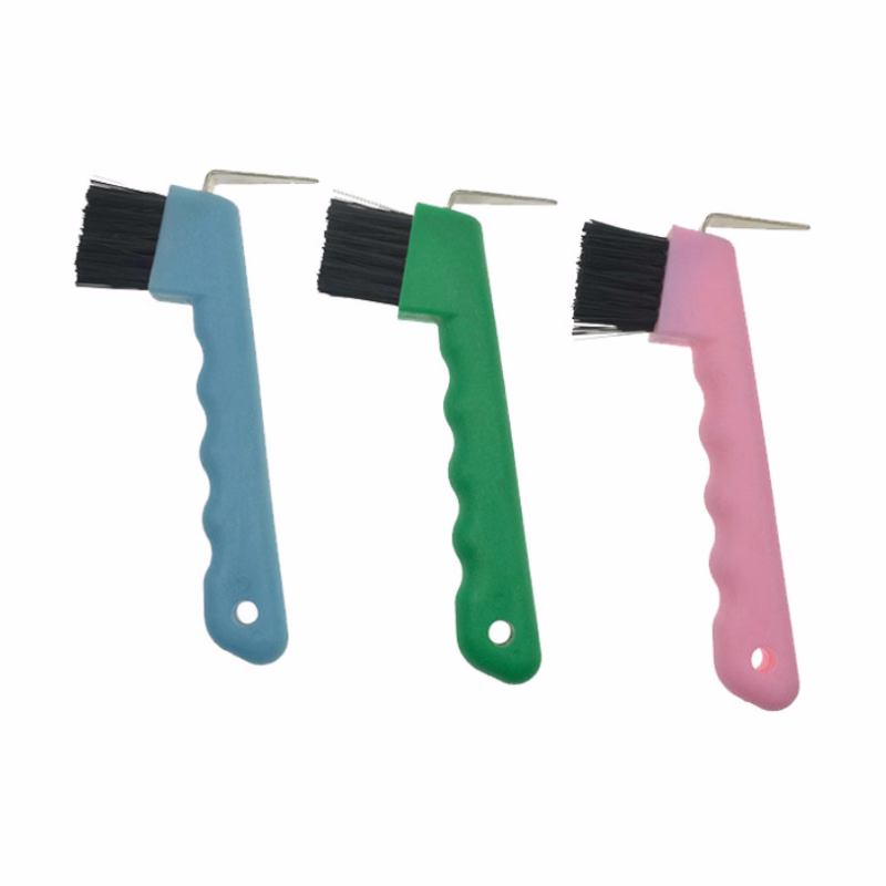 Horse Hoof Pick with Plastic Handle and Brush
