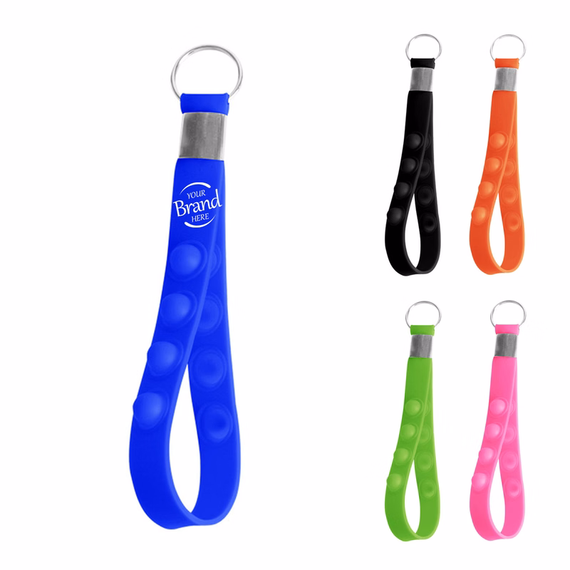 Silicone Stress Reliever Keychain Wristlet Bracelet