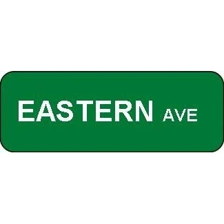 24" x 6" Custom Street Signs with reflective vinyl lettering on two sides. 1