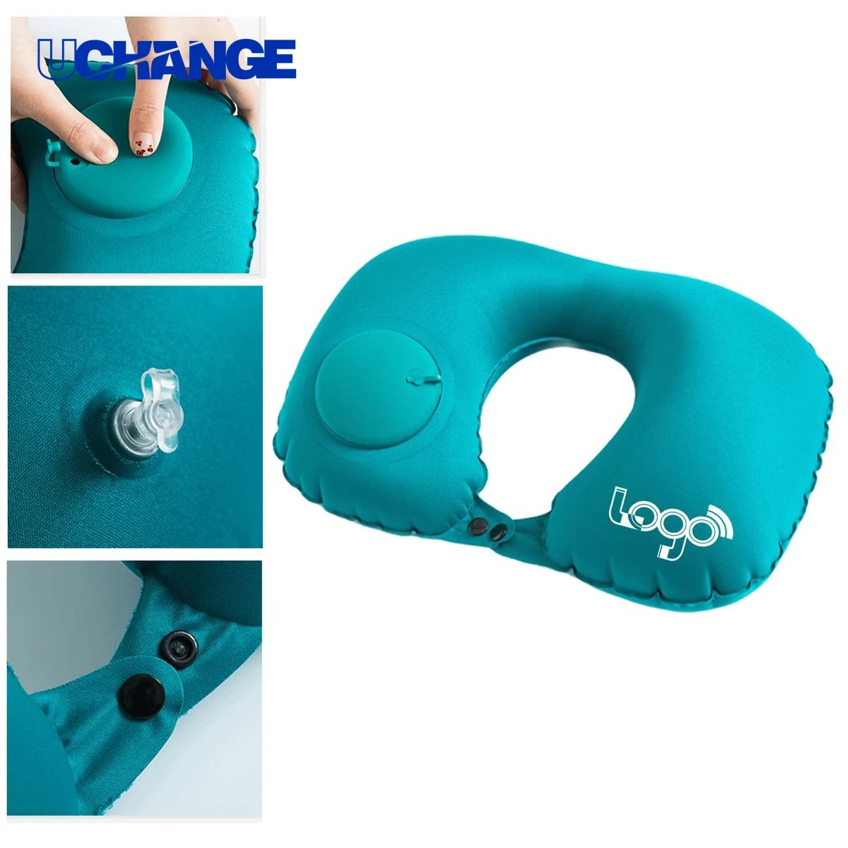 Press to Inflate U Shaped Travel Pillow for Neck Support 1