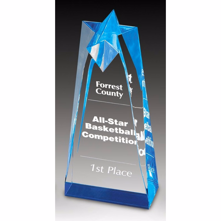 10" Blue Sculpted Star Acrylic Award