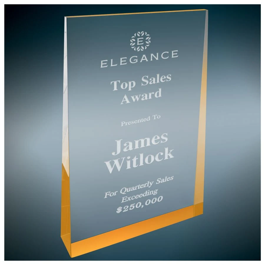 5" X 8" Gold Acrylic Wedge Award 1
