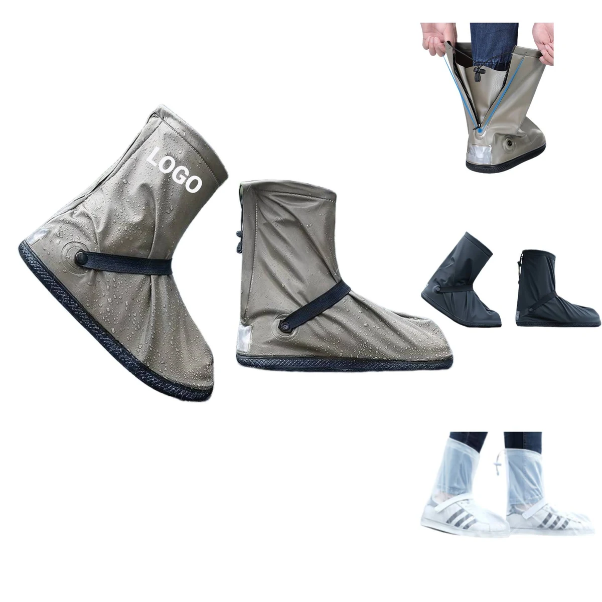 Cycling Shoe Cover Anti Slip In Rainy Days Easy To Wear With Zipper 1