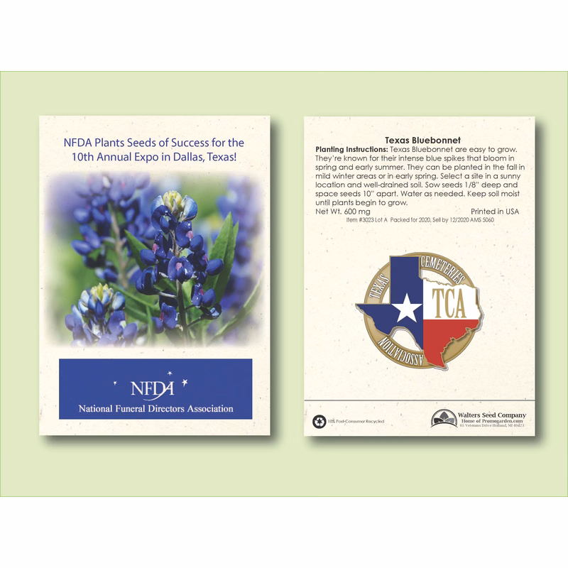 Texas Bluebonnet Seed Packet - Size 3.25" x 4.5"
