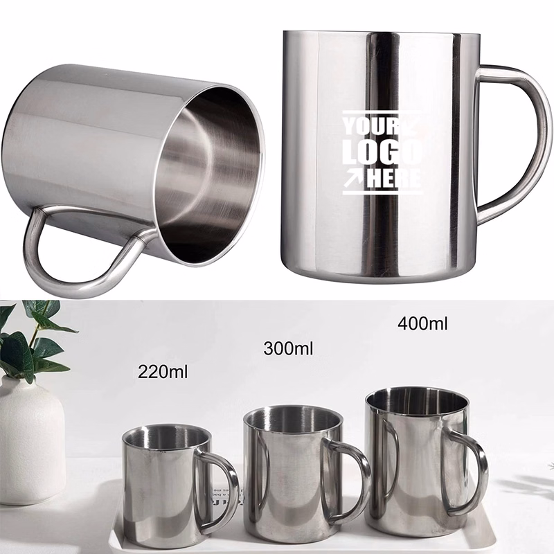 Unbreakable Mugs Double Walled Camping Coffee Mugs 400Ml