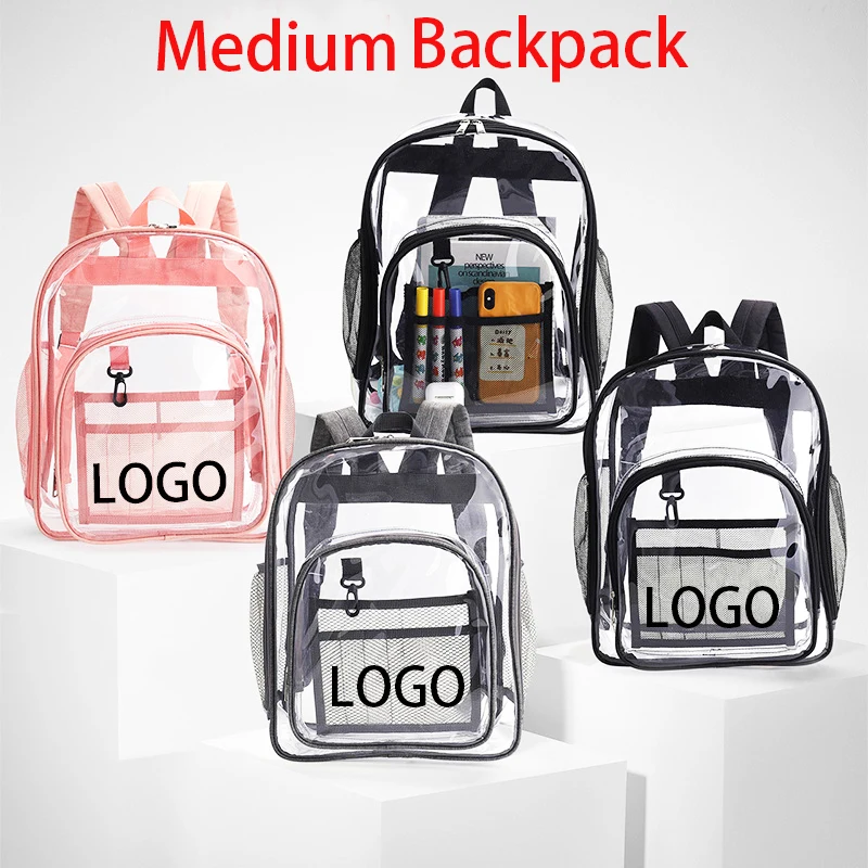 Medium Transparent See Through Plastic Clear Bookbags 1