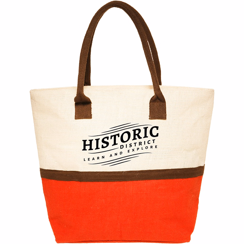Two-Tone Jute Window Shopper Tote Bag (1 Color Imprint)