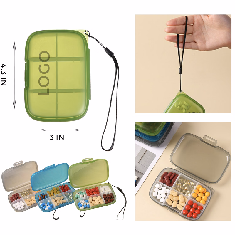MOQ 10 PCS Durable 6 Compartments Pill Organizer