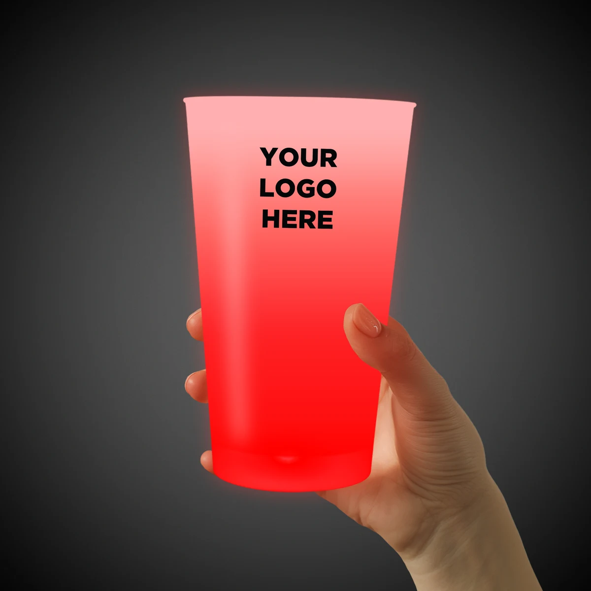 Red LED Glow Light Up Neon Look 16 oz Pint Glass(Pad Print) 1