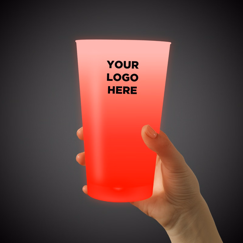 Red LED Glow Light Up Neon Look 16 oz Pint Glass(Pad Print)