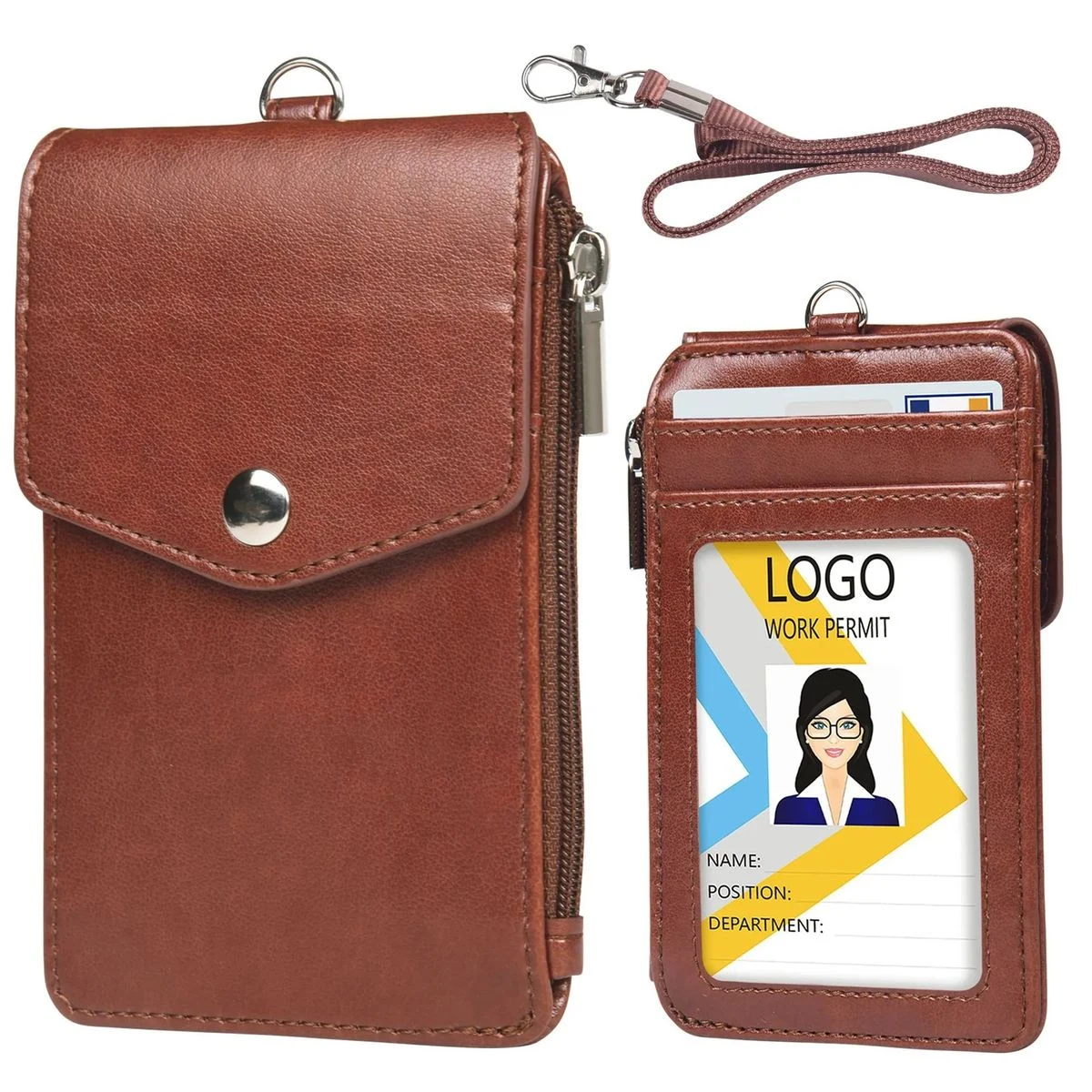 PU Leather ID Holder with Lanyard 1