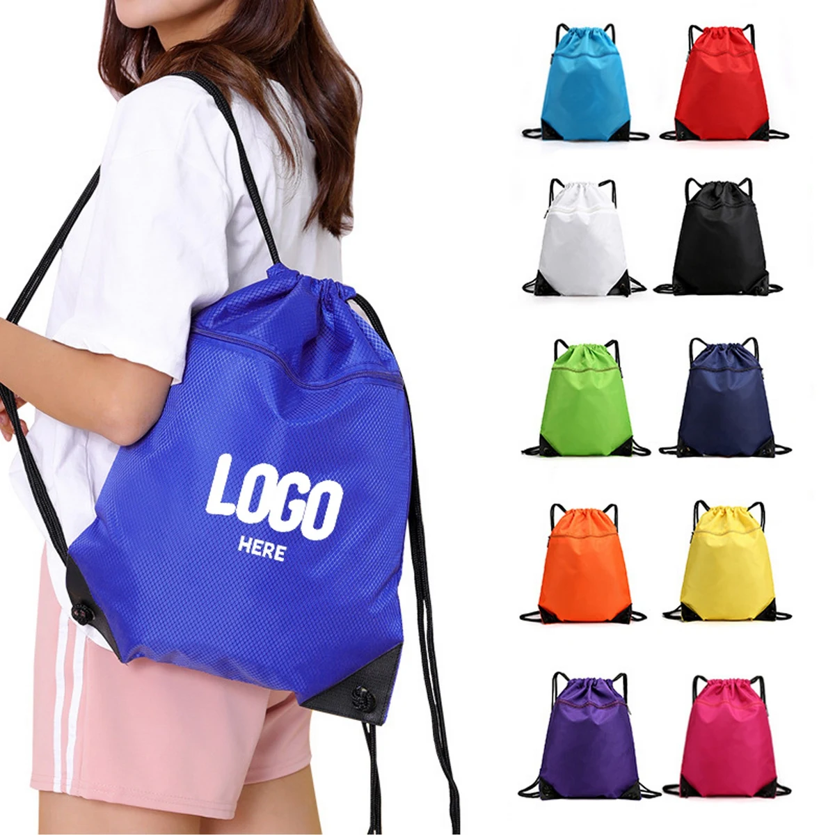 Drawstring Backpack With Zippper Pocket 1