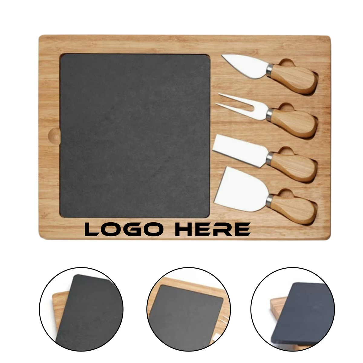Bamboo Wood Rectangle Cheese Set with Tools 1