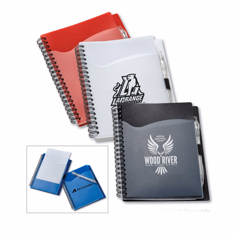 5 3/4"x7 1/8" Wave Spiral Notebook with Front Pocket