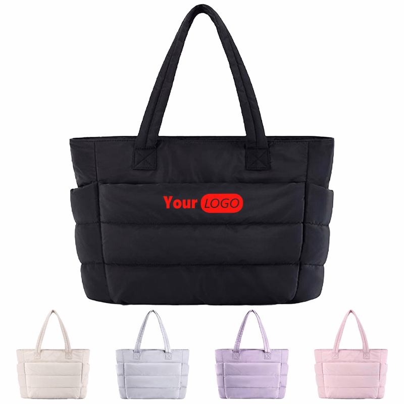 Polyester Stylish Quilted Tote Bag With Custom Logo