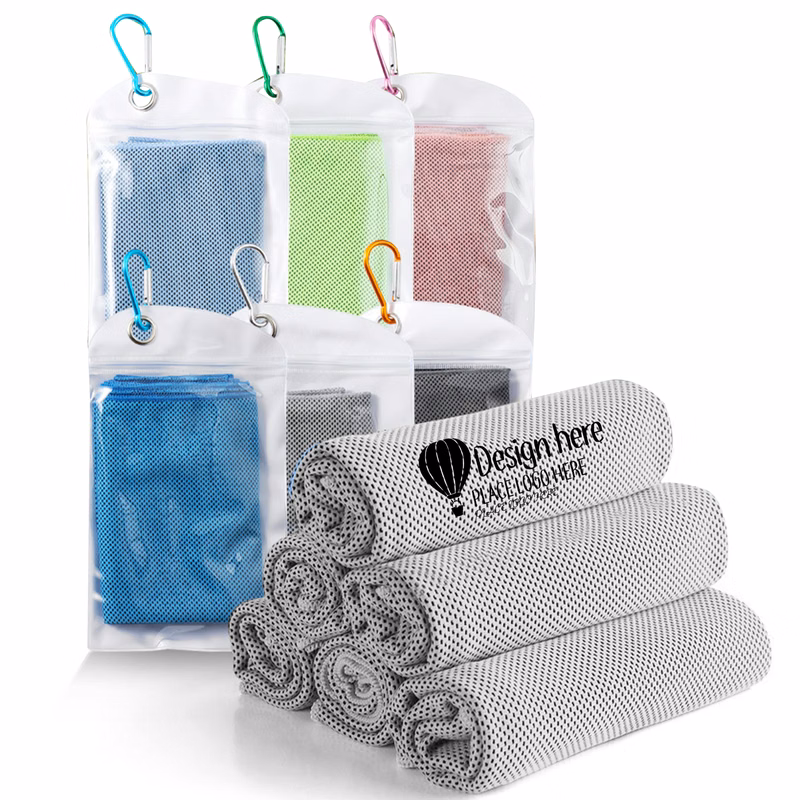 Ice Feeling Cooling Sport Towel With Carabiner