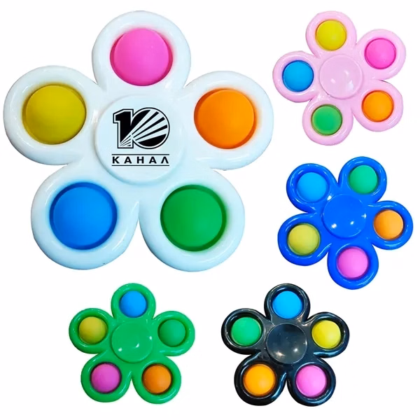 Custom Flower Shaped Pop It Fidget Spinner Keychain — Stress Relief Party Toy