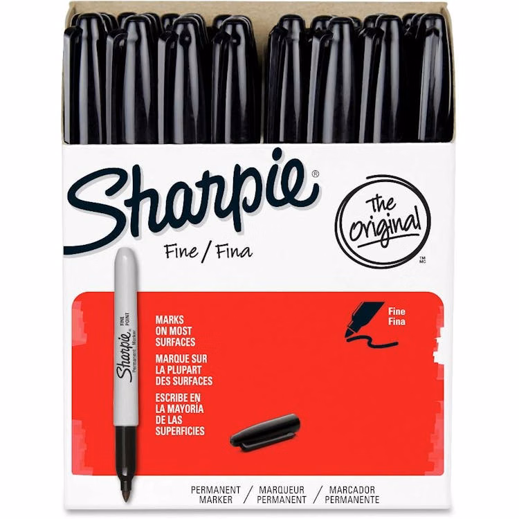 Permanent Markers - Black Fine Tip 36 Set