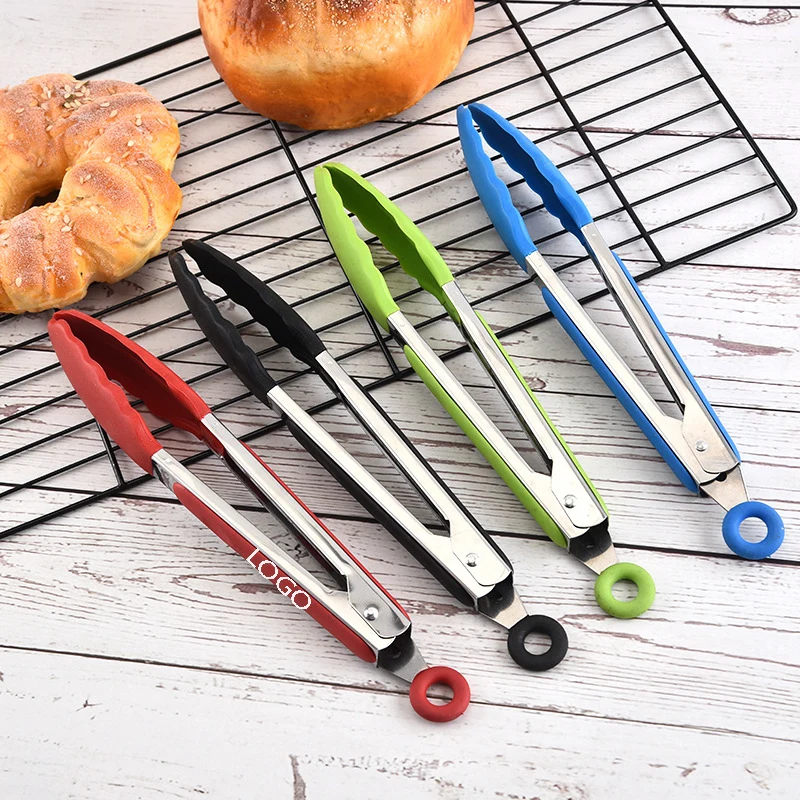 Stainless Steel BBQ and Kitchen Tongs with Silicone Tips--7inch/9inch/12inch 1