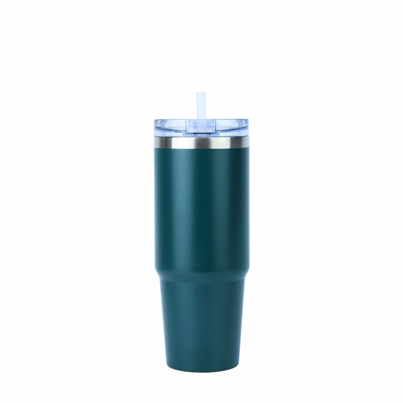 Custom 30oz cold coffee cup with straw