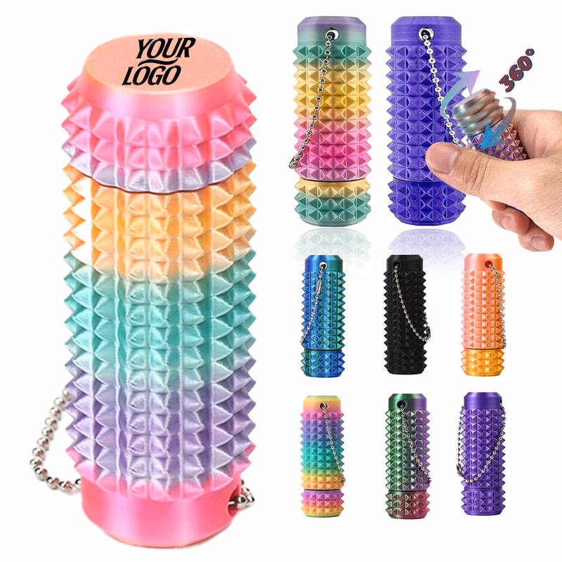 Textured Rotating Portable Fidget Toy Keychain