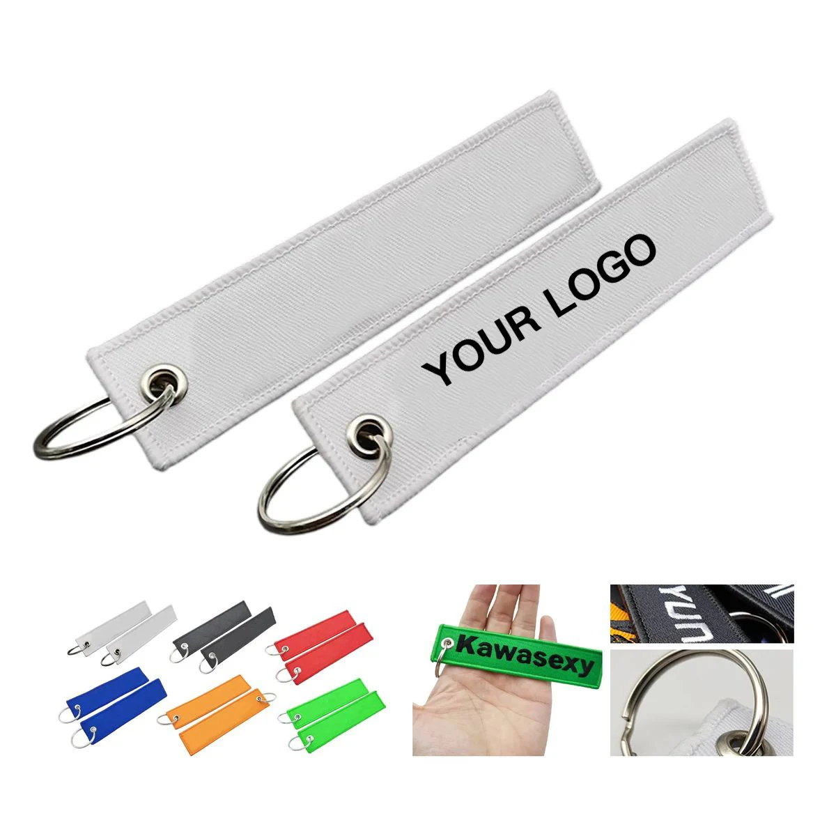 Woven Polyester Keychain Tag with Metal Ring 1