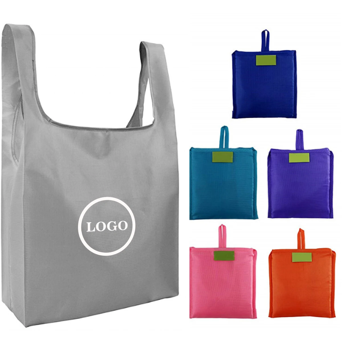 Foldable Reusable Polyester Tote Bag, custom tote bag with logo imprint 1