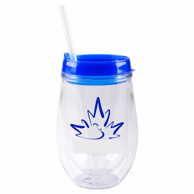 Double Wall Acrylic Stemless Wine Tumbler With Lid