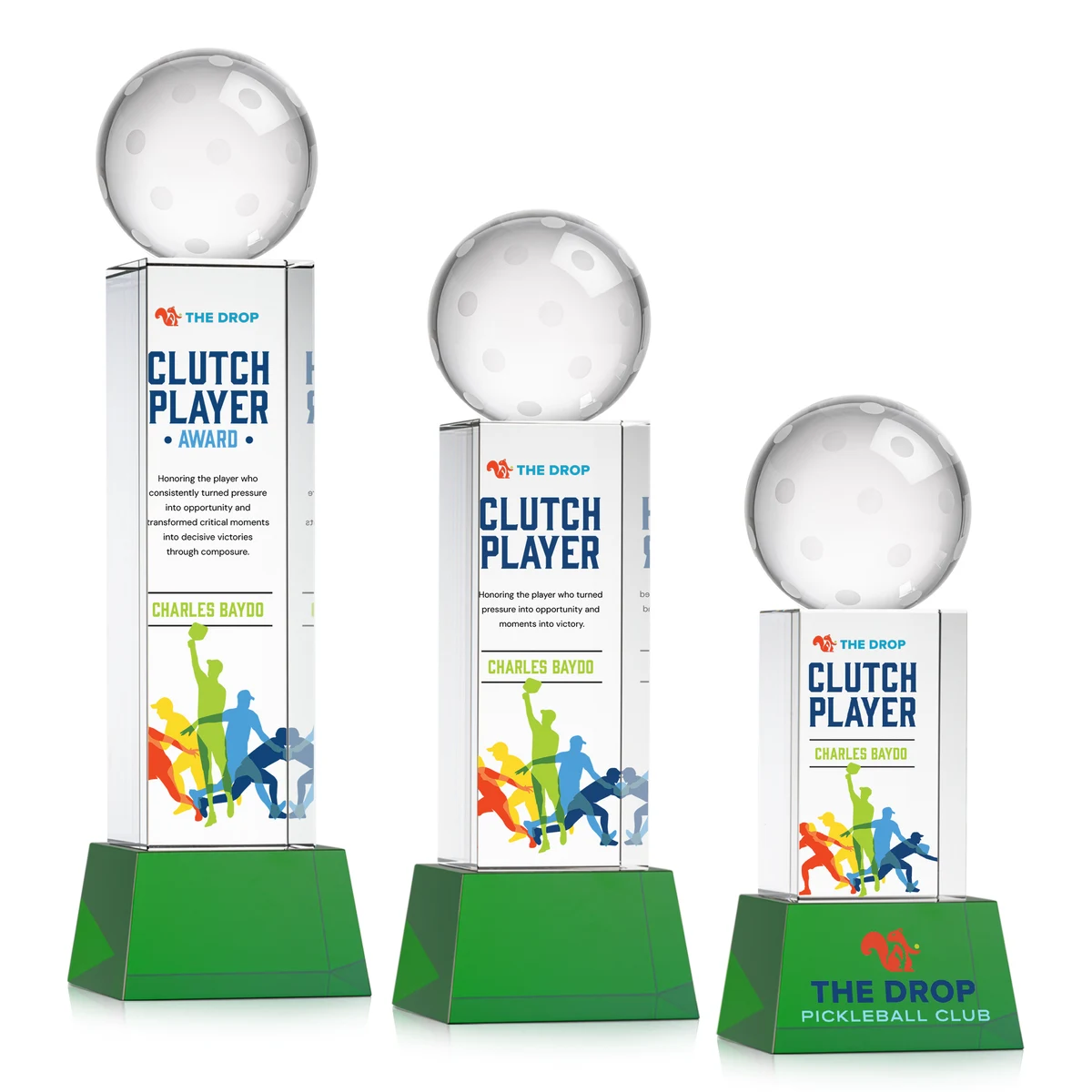 Pickleball VividPrint™ Award on Belcroft Base - Green 1