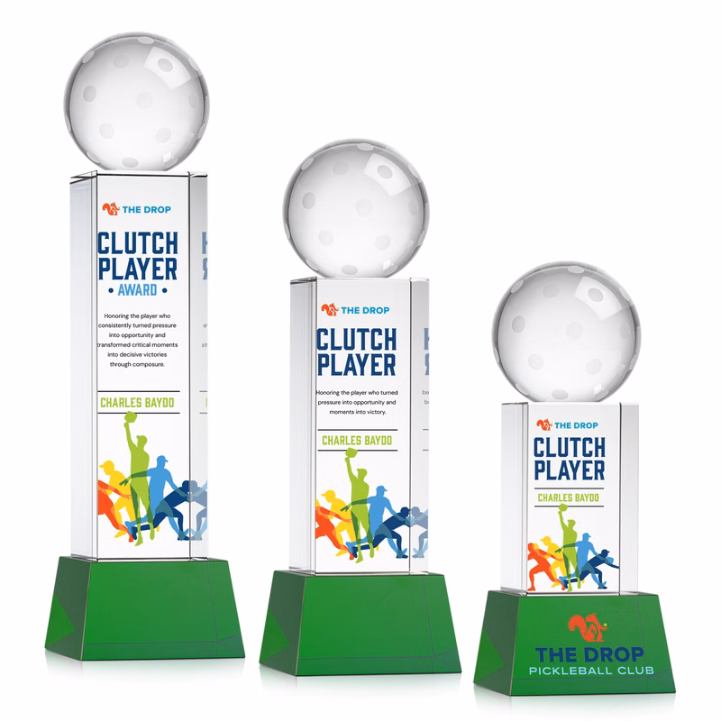 Pickleball VividPrint™ Award on Belcroft Base - Green