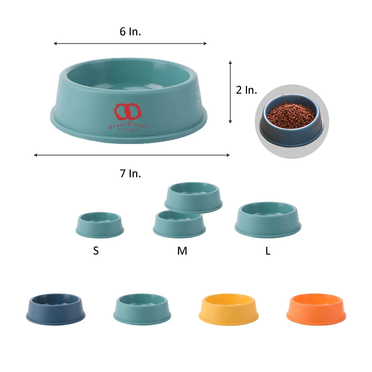 MOQ 50 Outdoor Plastic Dog Bowl 7"L x 6"W x 2"H 1