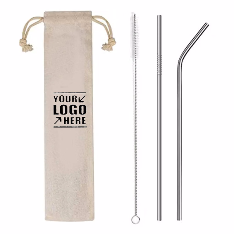 Rush Service 3 in 1 Reusable Stainless steel straw set
