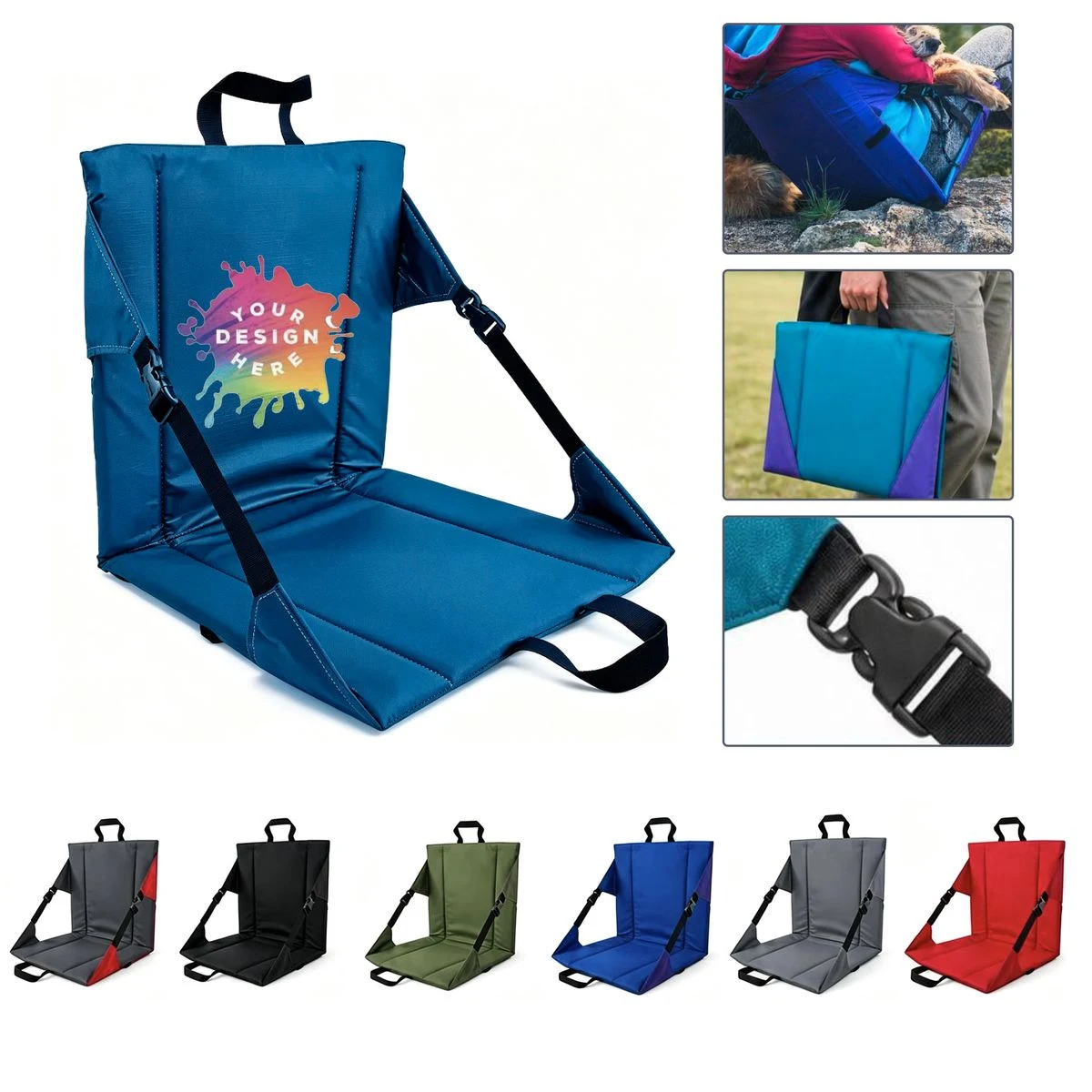 Full Color Foldable Stadium Seat Cushion with Handle 1