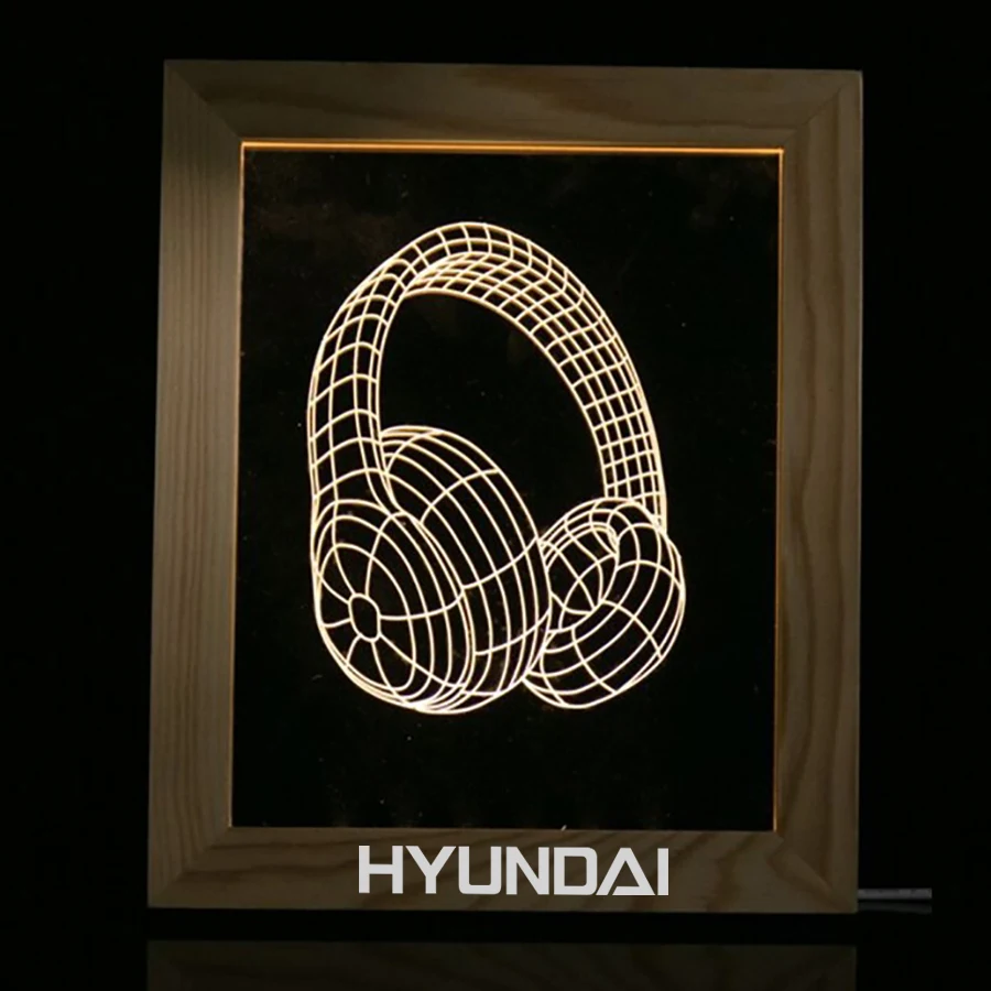 LED 3D Illusion Light In A Wood Picture Frame Personalization Optional 1