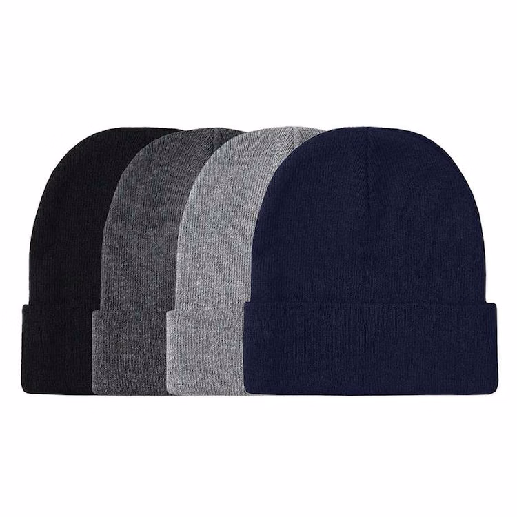 Men's Beanie Hats - Black/Navy/Charcoal/Heather Gray Cuffed