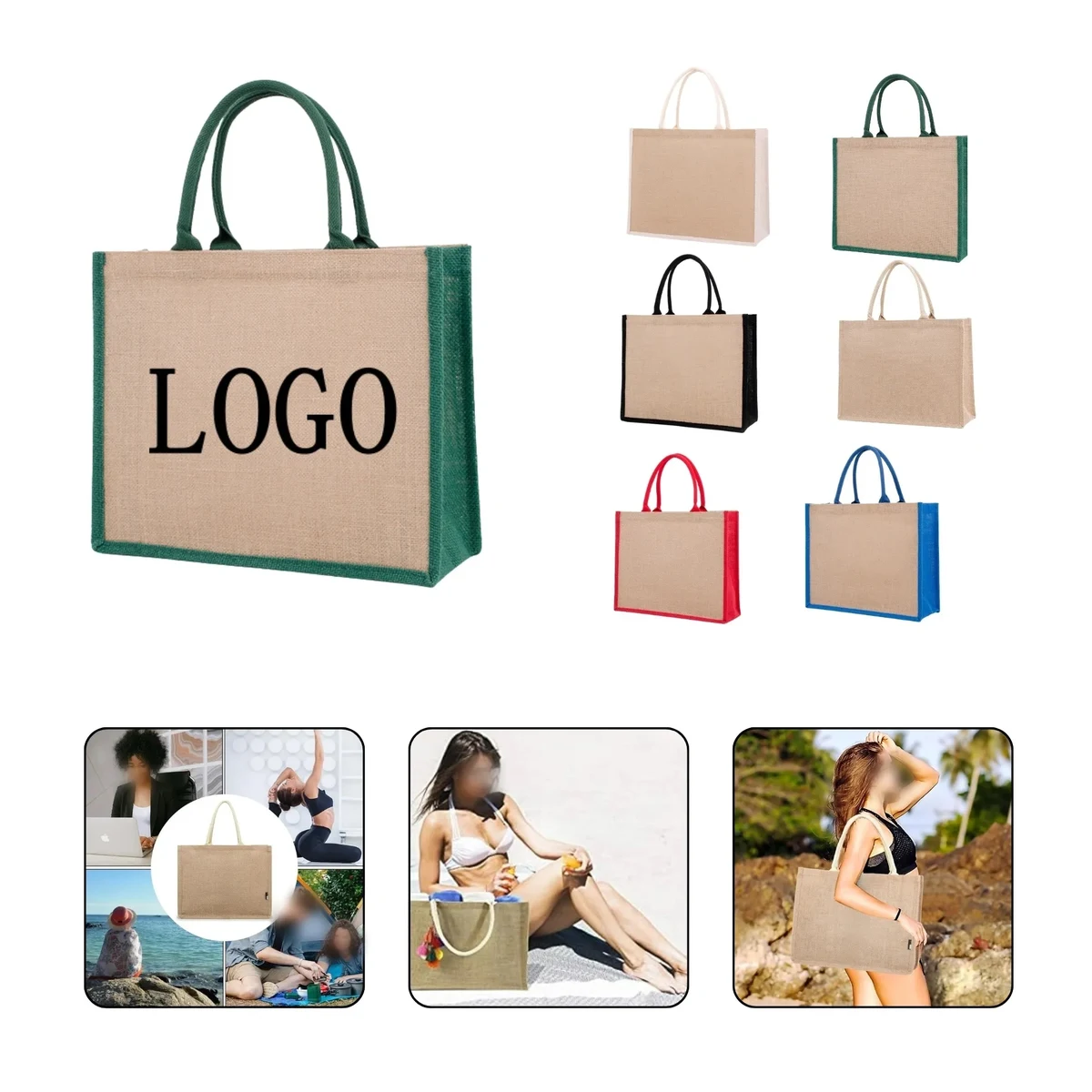 Premium Jute Tote Bage, custom tote bag with logo imprint 1