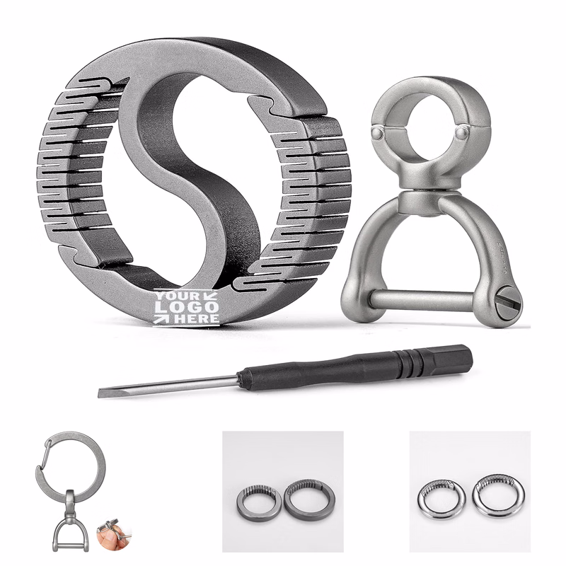 Titanium Small Carabiner Clip With Rotational D Shape Key Ring Quick Release Keychain