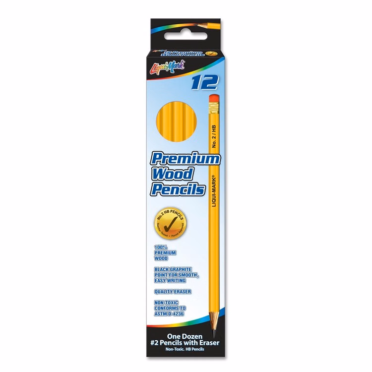 12 Pack #2 HB Yellow Pencils with Pink Eraser