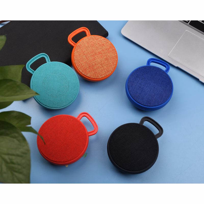 Round Fabric Wireless Bluetooth Speaker with Carabiner