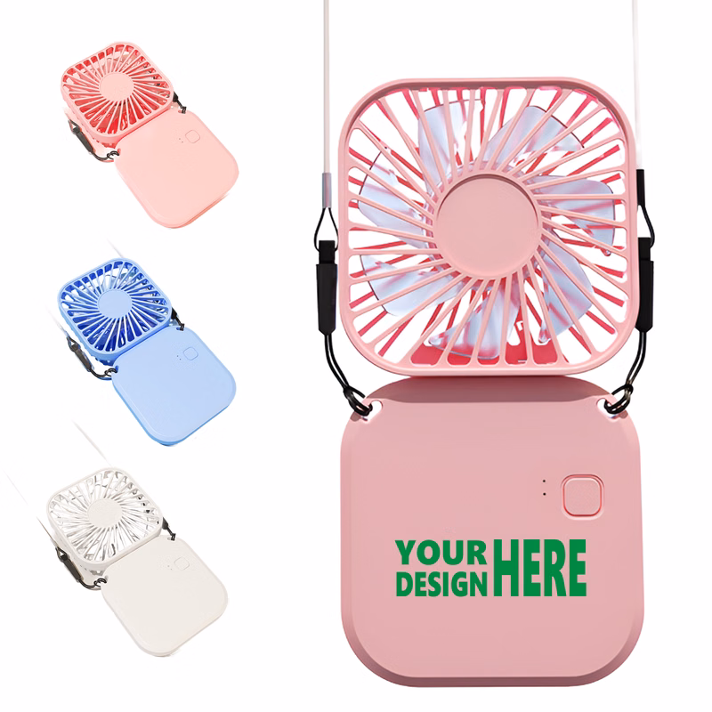 MOQ 50 Portable Neck Hanging Fan USB Rechargeable Handheld Foldable Mini Fan