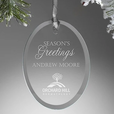 Beveled Oval Clear Glass Ornament 1
