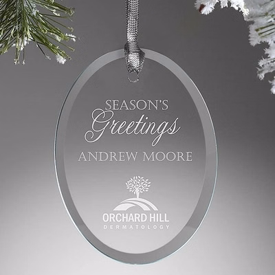 Beveled Oval Clear Glass Ornament
