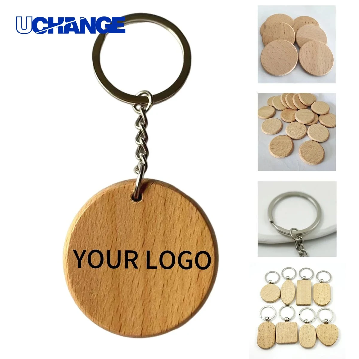 Wooden Keychain Accessory with Silkscreen Logo 1