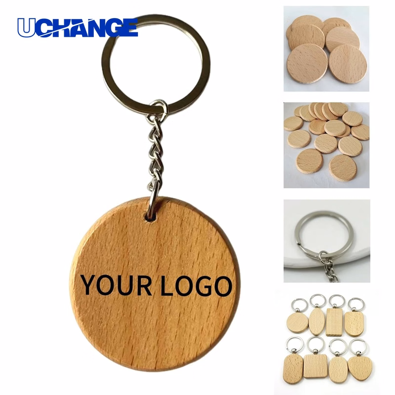 Wooden Keychain Accessory with Silkscreen Logo