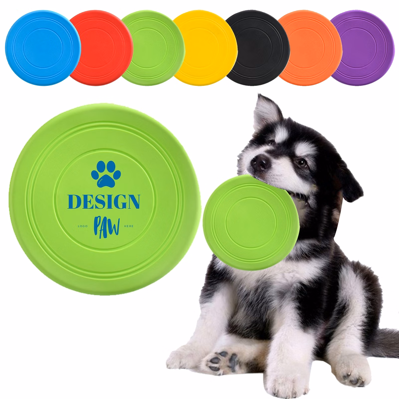 7-Inch Soft Rubber Pet Flying Disc, Available in 7 Colors