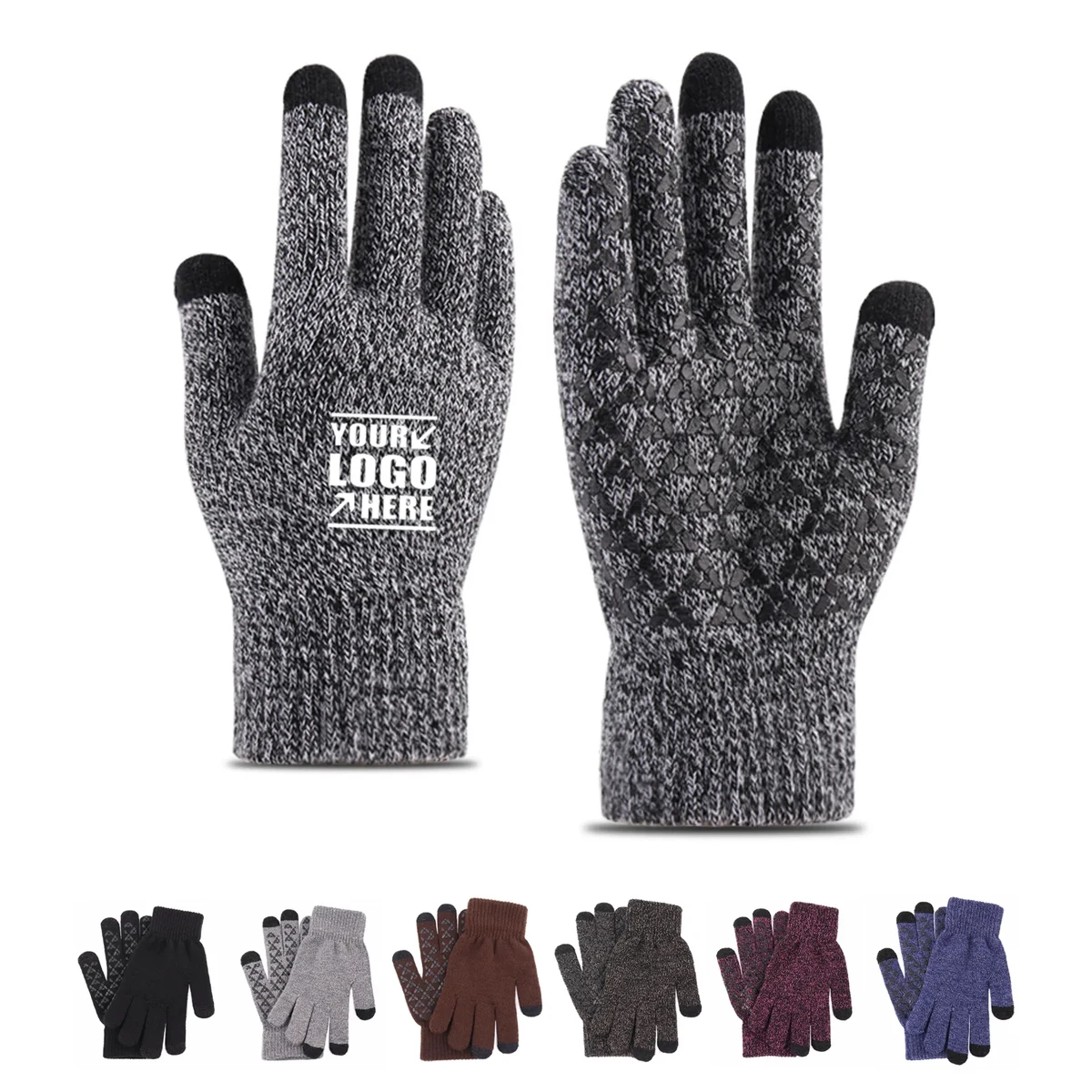 Winter Knit Elastic Anti-slip Gloves for Adults 1