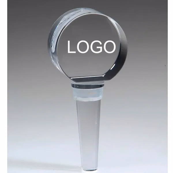 Round Engraved Crystal Wine Bottle Stopper