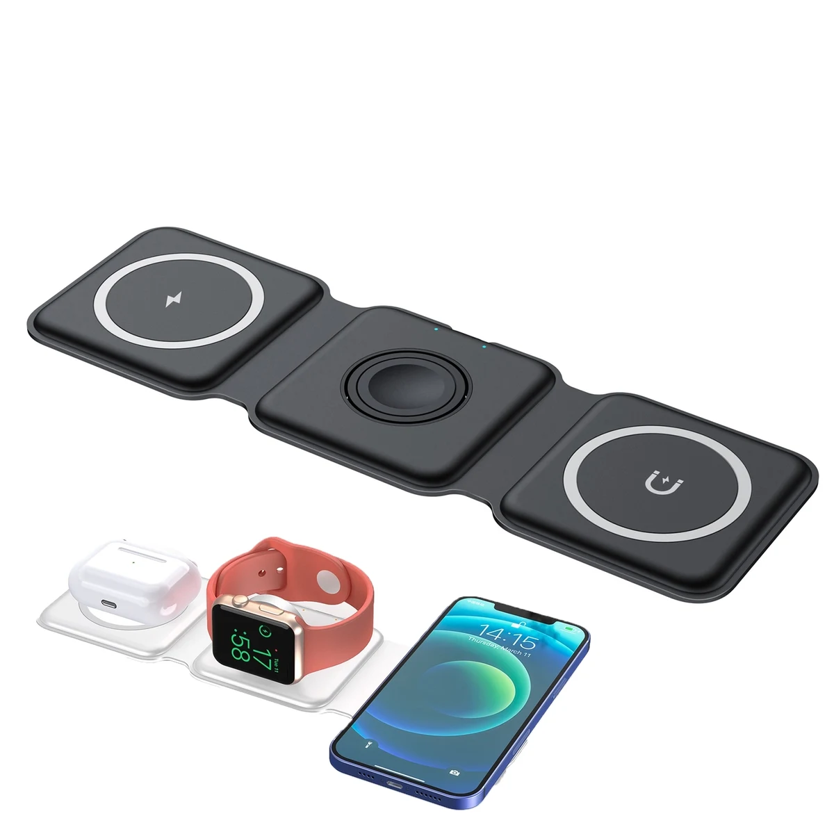 Portable 3 In 1 Magnetic Wireless Charger 1