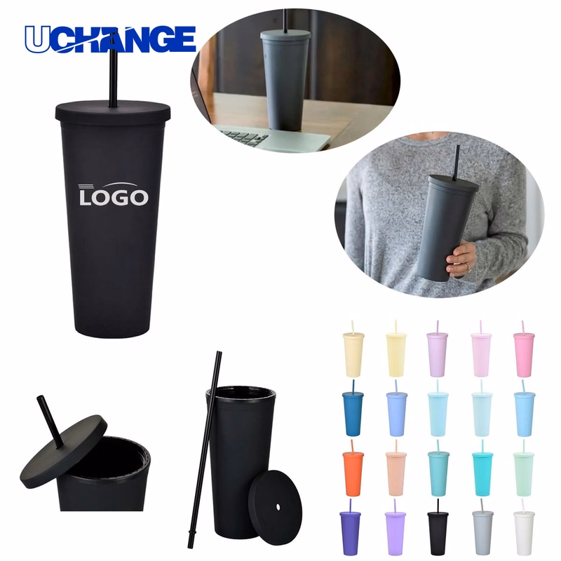 23oz Acrylic Water Cup with Lid and Straw